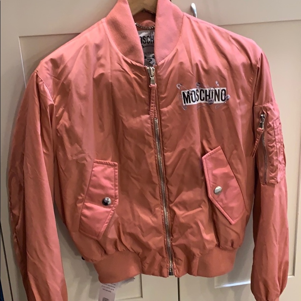 Moschino couture teddy bear safety pin bomber jacket - size U.S. 6